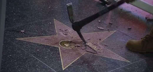 Trumps hollywood star being vandalised