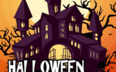 the picture shows a haunted house