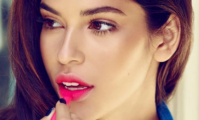 Makeup routine, applying lipstick