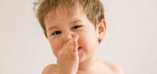 Baby smelling something bad